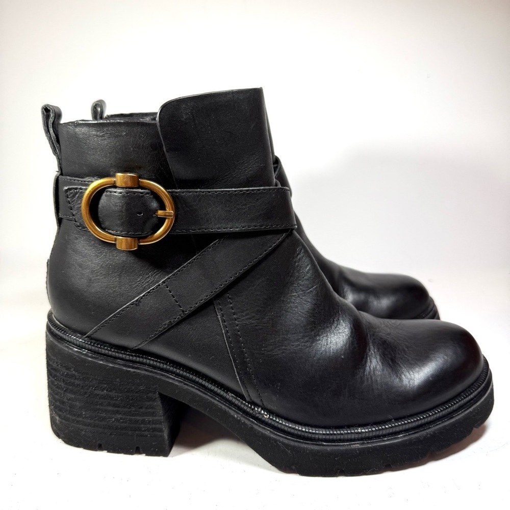 Sofft Jenine Black Leather Platform Ankle Boots Women’s Size‎ 9